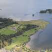 General oblique aerial view of Kinross House and Lochleven Castle Island, looking E.