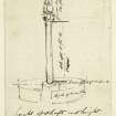 Drawing of Inverkeithing Market Cross with notes and dimensions.