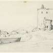 Drawing of  Broughty Castle.
