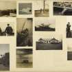 Twelve photographs showing a fishing boat, dogs, an unidentified golf course and clubhouse, and the Bass Rock.