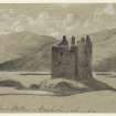 Drawing of perspective view of Castle Stalker
