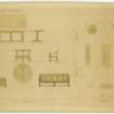 Elevations and plan for furniture in Hall of Balmanno Castle, Perthshire