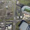 Oblique aerial view of Celtic Park and Barrowfield Street Public Park, looking N.