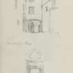 Sketch of Blackhills Close, Jedburgh and detail of doorway.