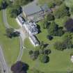 Oblique aerial view of the Strathleven House and dovecot, looking W.