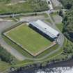 Oblique aerial view of Strathclyde Homes Stadium, home of Dumbarton FC, looking SE.
