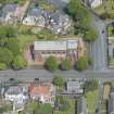 Oblique aerial view of Finnart St Paul's Church of Scotland, looking NNE.