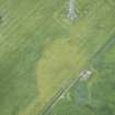 Oblique aerial view of the cropmarks of the rectilinear enclosure, looking N.