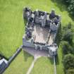 Oblique aerial view of Tolquhon Castle, looking SE.