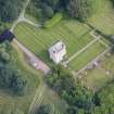 Oblique aerial view of Udny Castle and garden, looking NE.