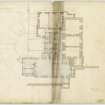 Drawing of plan of ground floor showing additions and alterations, Invergowrie House, Dundee