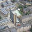 Oblique aerial view of Buccleuch Place and David Hume Tower, looking N.