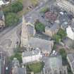 Oblique aerial view of Greyfriars Free Church and Buccleuch Parish Church, looking WNW.