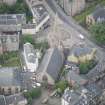 Oblique aerial view of Buccleuch and Greyfriars Free Church, looking SW.
