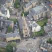 Oblique aerial view of Buccleuch and Greyfriars Free Church, looking NE.