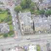 Oblique aerial view of Priestfield Parish Church, looking NE.