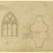 Drawing of elevation of window on south elevation, Dundee Church showing tracery and drawing of mullion