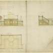 Drawing of plan and elevations of pulpit and desk