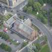 Oblique aerial view of Barony Parish Church and Statue of King William III, looking ENE.