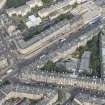 Oblique aerial view of Montgomery Street, Brunswick Street and Leith Walk, looking NNW.