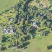 Oblique aerial view of Mayen House stables and walled garden, looking ENE.