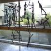 C Block, main entrance, detail of A.Giametti inspired sculpture.