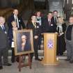 Harry McKenzie, Anna McKenzie, Ian Shearer, Callum Timms, Catherine Johnston (Secretary), Councillor Adrian Mahoney, Stuart McMartin (Vice-Chair), Maria Ford (Chairperson) and Iain Kirkman of The Friends of Kinneil with a portrait of James Watt at the Celebrating James Watt: inventor, polymath, genius event at Holyrood Garden Lobby, 19th January 2016

