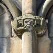 Detail of grotesque carvings on east front.