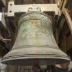 Detail of bell. Inscribed"Recast by Peter Coats Esq, Garthland Place, Paisley, son of Sir Peter Coats of Auchendrane, Ayr"