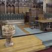 General view of chancel with baptismal font.