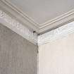 Interior. North Range. 3rd Floor Managers Flat.Parlour. Detail of cornice and floral frieze.