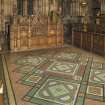 Chancel. Terrazzo flooring, organ and choir stalls.