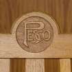 Interior. Buccleuch Street range (pre-1910). Ground floor. Board room (late 1950s interior). Detail of carved Pesco logo.