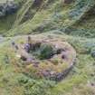 Oblique aerial view of Ousdale Burn broch, facing SE