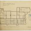 Perthshire, Blair Drummond.
Plan and details.
Titled:  'Blair Drummond  Perthshire.  Attic Floor Timbers & Beams  Drawing No 6.'
Insc:  '14 Frederick Street, Edinburgh  July. 1921.  James B. Dunn,  A.R.S.A.,  F.R.I.B.A., Architect.'  


