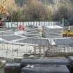 View from north showing partially laid concrete base for fountain