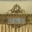 Ground floor. Drawing room, curtain pelmet, detail of central panel.