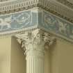 Ground floor. Drawing room, detail of column capital, frieze and cornice.