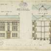 Drawing showing elevation and sections for offices, Victoria Road, Dundee.