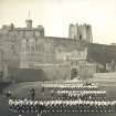 Photographic montage of Edinburgh Castle showing unexecuted design for the Scottish National War Memorial in situ.
