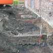 Archaeological evaluation, Trench 3, General view of brick interior foundation wall from SW, 4-5 West Park Place, Edinburgh