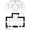 Publication drawing. Kilmodan Parish Church, Glendaruel; plan and south elevation. 