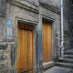 Standing building recording, General exterior view of doors, 343 High Street, Edinburgh
