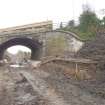 Watching brief, Looking S with W platform and road bridge, Site 85 Newtongrange Railway Station, Borders Railway Project