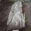 Archaeological works, Stone 4 following lifting, St Columba's Chapel, Aiginis, Isle of Lewis