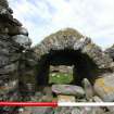 Historic building survey, Church interior, S-facing elevation, passage and wall detail, Teampull na Trionaid, Cairinis, North Uist, Western Isles