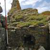 Historic building survey, Passage wall, with window opening, E-facing elevation, Teampull na Trionaid, Cairinis, North Uist, Western Isles