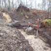 Archaeological evaluation, Trench 3, SE-facing section, oblique shot, Keir Wood Fort, Fife
