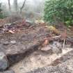 Archaeological evaluation, Trench 3, wall 042, oblique shot, Keir Wood Fort, Fife