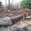 Archaeological evaluation, Trench 3, sequence of shots showing SE-facing section (some oblique), Keir Wood Fort, Fife